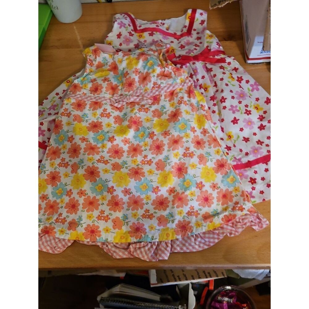 Girls Floral Sundresa Set in Pink, Yellow & Orange